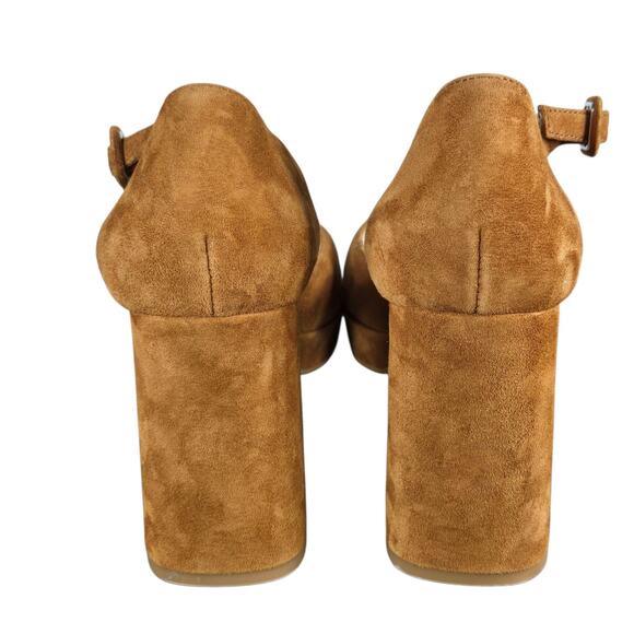 Boden Tan Suede Platform Mary Jane Heels EU 39 US 8.5 Block Heel Made in Spain - Picture 8 of 10